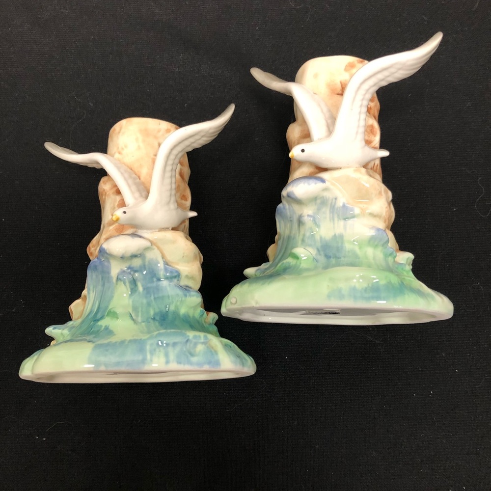 Porcelain seagull candlestick holders… Made in Japan